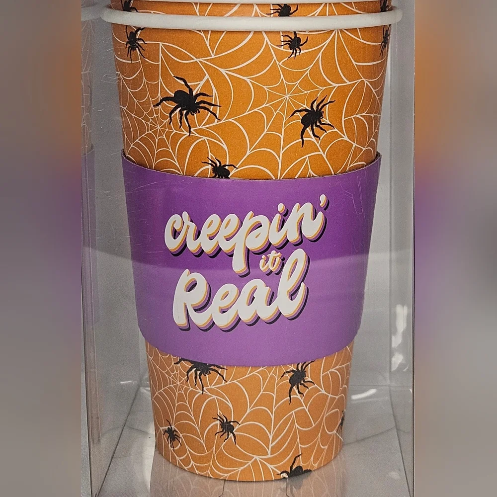 Spiderweb Halloween Cups with Lids And Sleeves 10ct